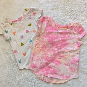 Cat & Jack Pink Tie-Dye and Heart Pattern Tees